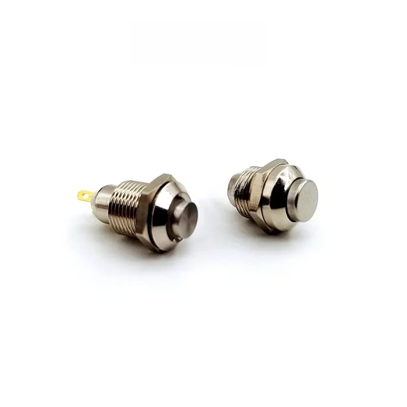Mini bouton d'alimentation en métal à tête haute, trou de panneau à 2 broches, soudage à Cristal automatique, IP67, 1no, 10mm