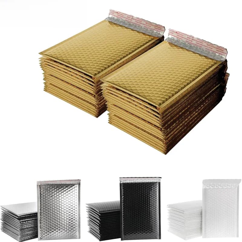 50 pcs/Lot enveloppe en mousse auto-scellante enveloppes d'expédition rembourrées avec sac d'expédition à bulles paquets d'expédition noir or argent