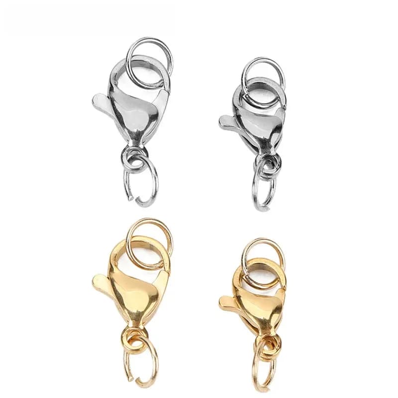Fermoirs à homard en acier inoxydable, 20 pièces, 10mm 12mm, crochets pour collier, Bracelet, connecteurs de couleur or, adaptés aux fournitures de fabrication de bijoux à faire soi-même