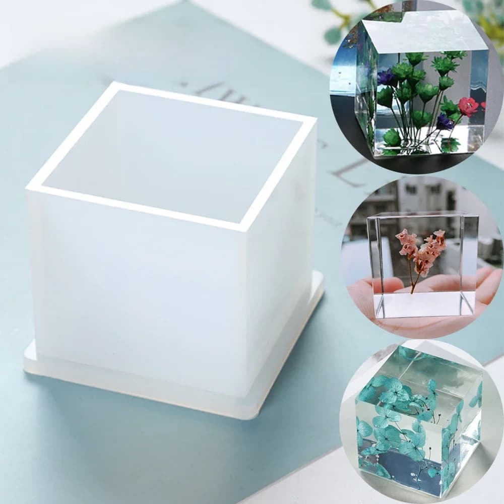 Grand Cube en résine de 10cm/4 pouces, carré en Silicone, moulage en résine époxy pour bricolage, presse-papier, fournitures d'outils de fabrication d'échantillons
