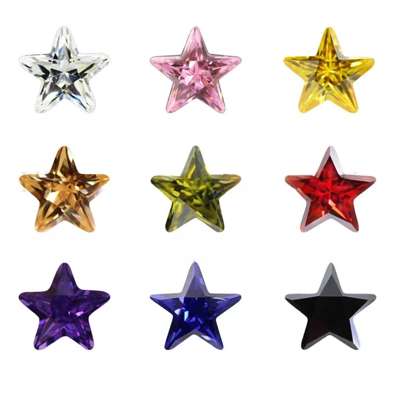 Pierres synthétiques en forme d'étoile, 3x3mm ~ 10x10mm, qualité 5A, différentes couleurs, perles en zircone cubique, coupe ronde, pierres précieuses synthétiques amples