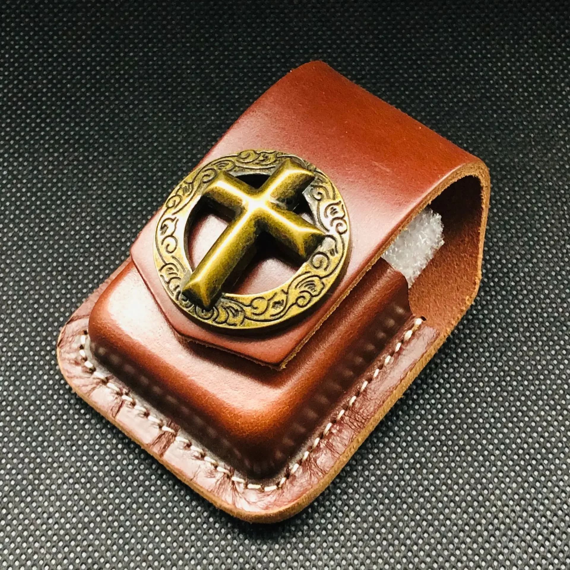 Étui de ceinture plus léger en cuir véritable, croix 3D, sac de taille pour briquets Zippo Zorro, Gadgets pour fumer, cadeau pour homme