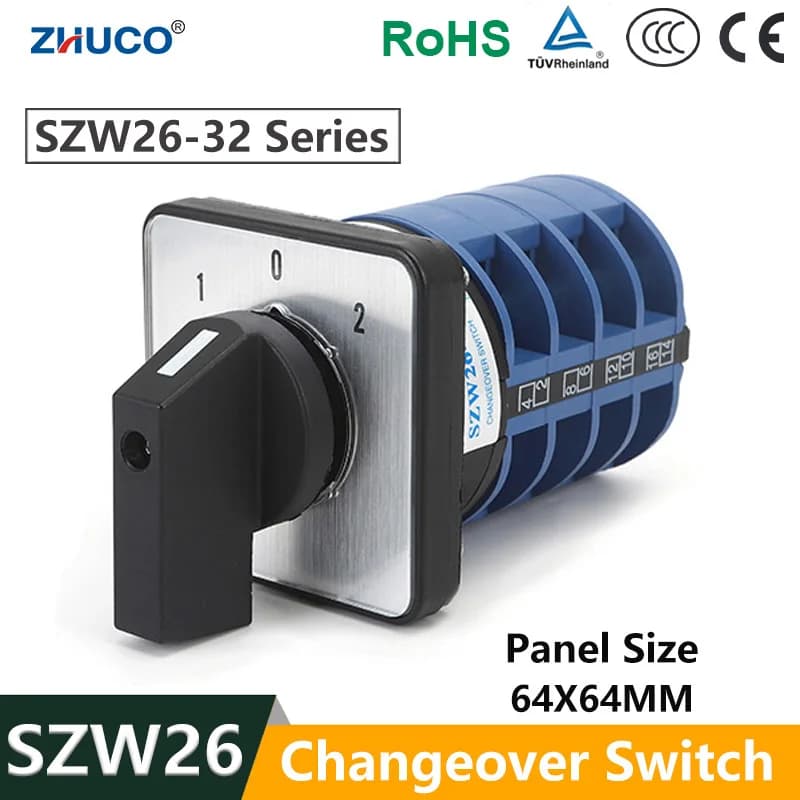 ZHUCO SZW26/LW26-32 32A On-Off-On 3 positions 1-4 Phase 1-0-2 Cam inverseur automatique D101.1 DSwan 2 D303.3 D40ot. com 240V