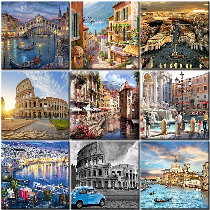 Italie peinture par numéros Rome bricolage peinture numérique par numéro moderne mur Art toile acrylique peint cadeau Unique décor à la maison photo