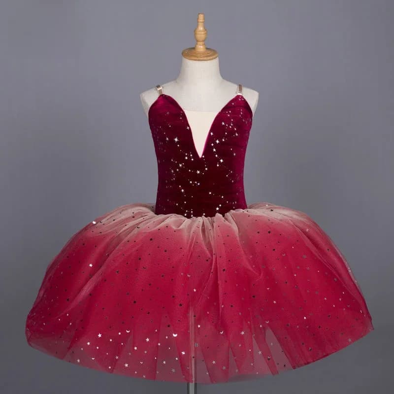 Ruoru-Robe de Ballet Rouge pour Fille, Jupe Tutu avec Bretelles Réglables, Justaucorps