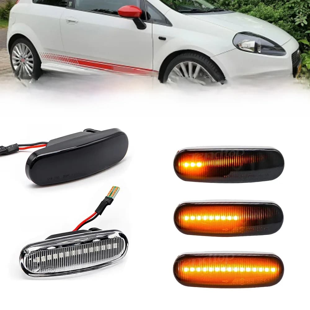 Feu de position latéral ambre dynamique LED pour voiture, clignotant, pour Fiat Panda Punto Evo Stilo Qubo Peugeot citroën Lancia Musa(350)