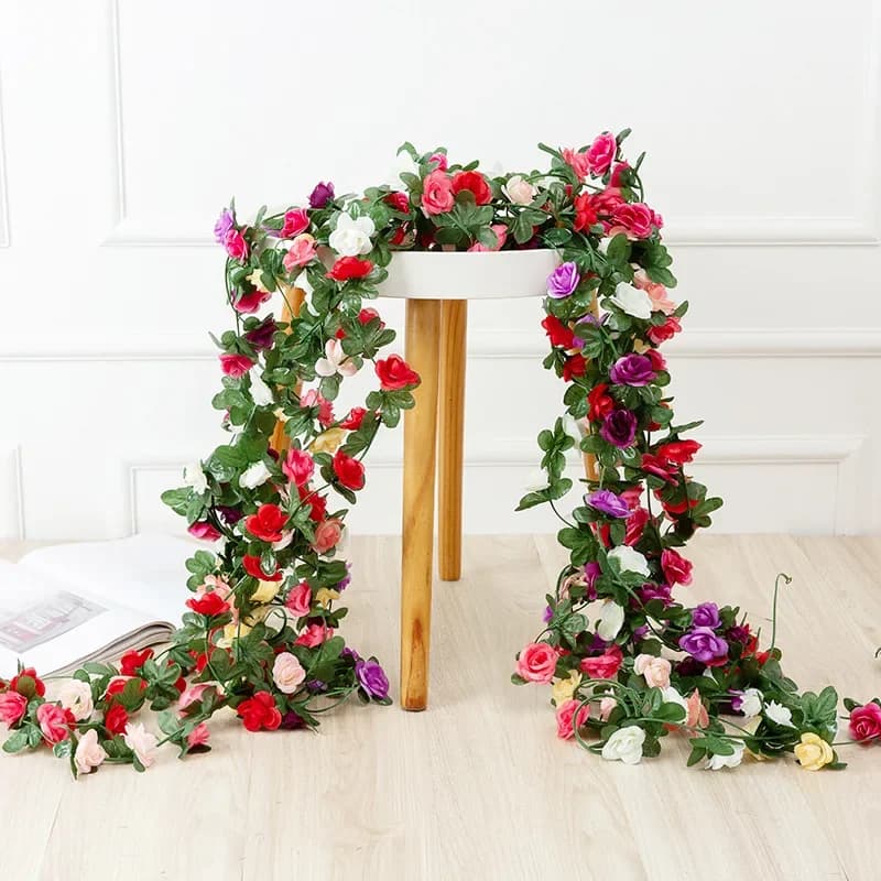 250CM Rose Fleurs Artificielles Guirlande pour Saison De Mariage Maison Chambre Décoration Printemps Automne Jardin Arche BRICOLAGE cadeau Faux Plante Vigne