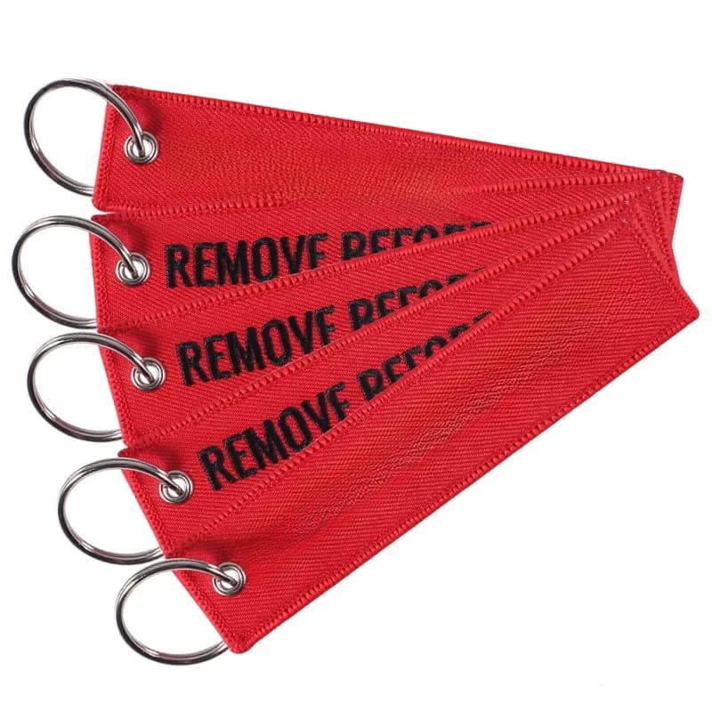 5 pièces rouge retirer avant le feu mode bijoux chaîne porte-clés pour pompiers porte-clés broderie porte-clés personnalisé porte-clés