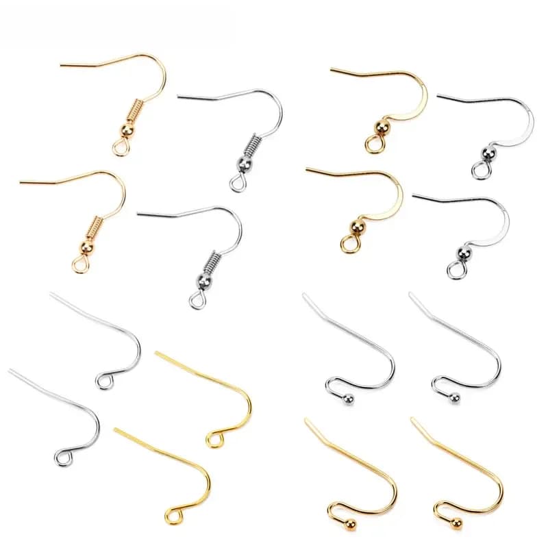 50 pièces/lot Anti-allergie boucles d'oreilles en acier inoxydable crochets résultats hypoallergéniques boucles d'oreilles fermoir fil fournitures pour la fabrication de bijoux de bricolage