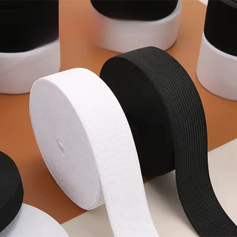 Bande élastique de couture de 5 mètres, 10-60MM, bande élastique en tricot à haute élasticité pour la couture de la ceinture élastique blanc et noir