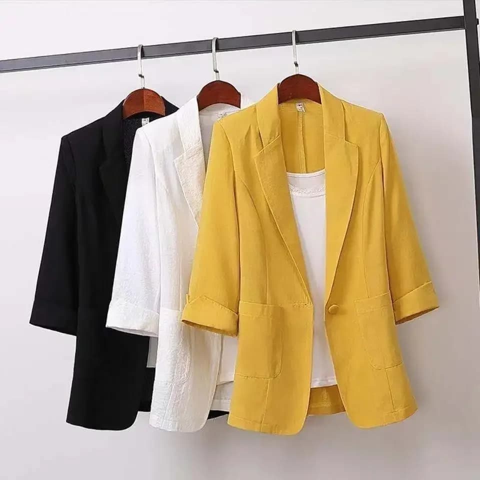Blazer d'été coréen pour femmes, décontracté, mince, pour le bureau, longueur 5XL, veste basique, 2024, Ell1130