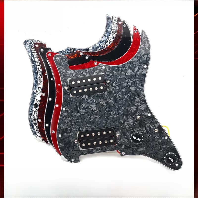 Pickguard de guitare électrique multicolore HH, ensemble de plaque à gratter précâblée noir à deux Humbucker chargé