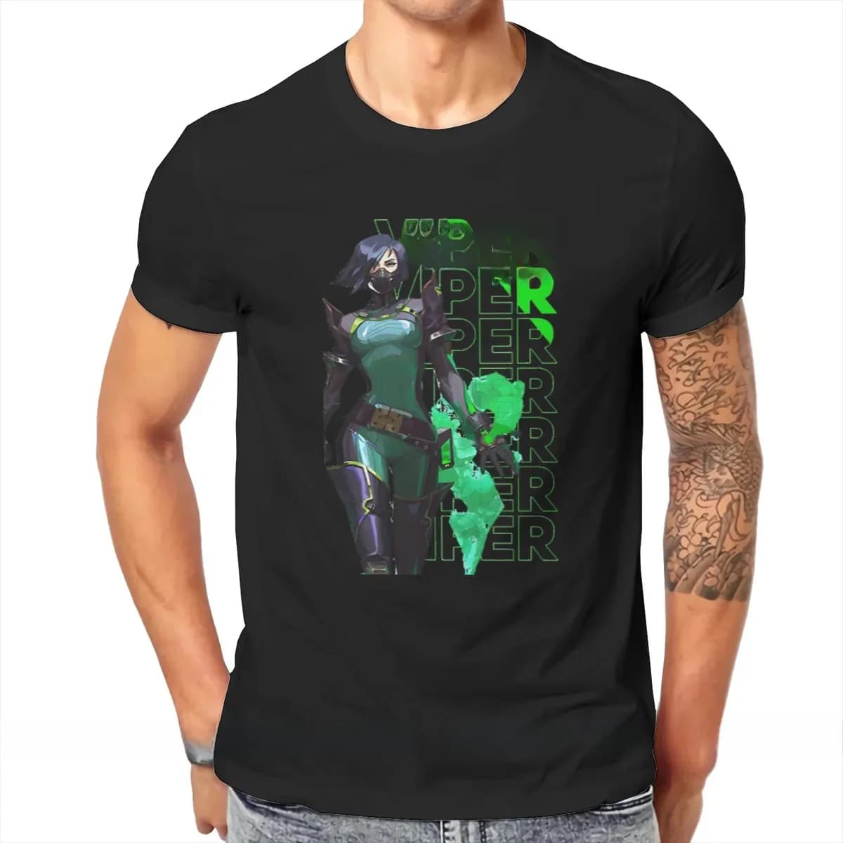 Viper VALORANT – t-shirt à manches courtes pour homme, haut à col rond, surdimensionné, à la mode, classique, Harajuku