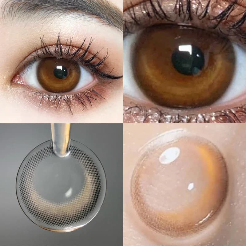 Lentilles de Contact colorées, 2 pièces, pour les yeux, sans Prescription, série lune, marron, gris, élève