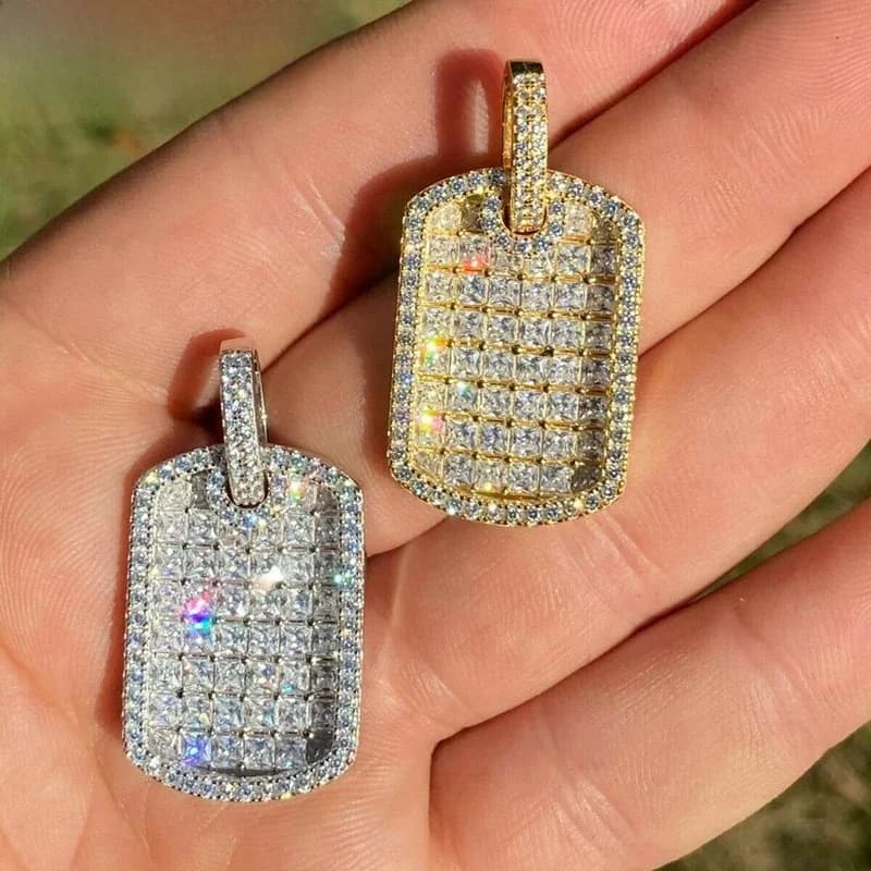 Collier à pendentif carré brillant glacé pour hommes et femmes, couleur argent, chaîne de Tennis, Zircon AAA, breloque Hip Hop, bijoux, nouvelle collection