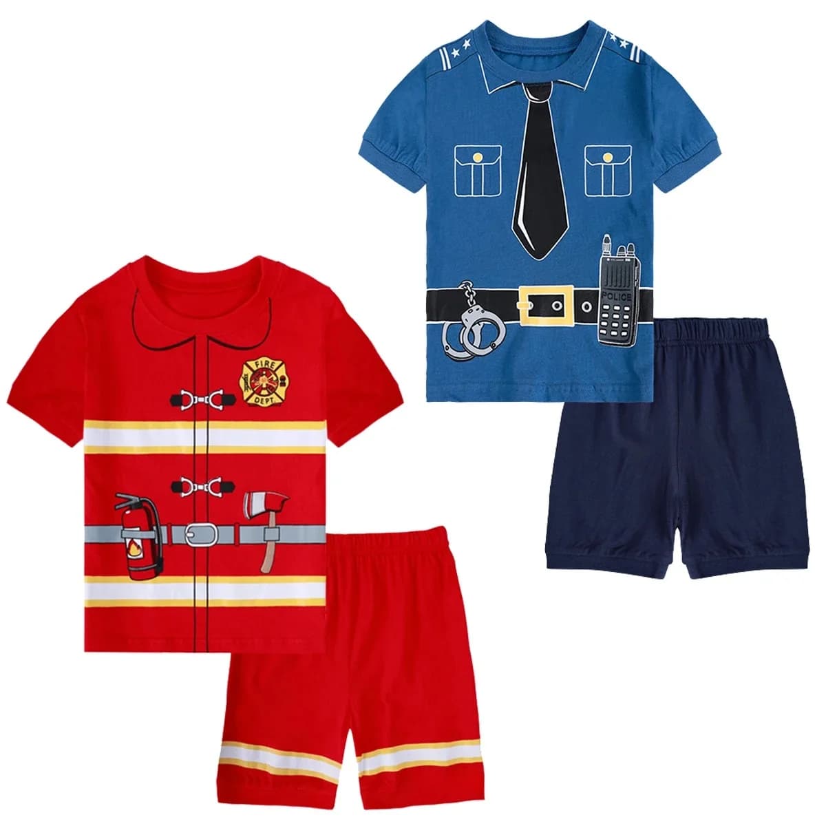 Enfants Pyjamas ensembles garçons policier vêtements de nuit bébé enfant en bas âge pompier Pyjamas Halloween à manches courtes Pijamas ensembles de vêtements de sport