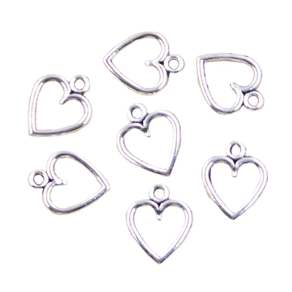 50pcs breloques creux beau coeur 14x11mm Antique couleur argent pendentifs faisant bricolage à la main tibétain trouver des bijoux