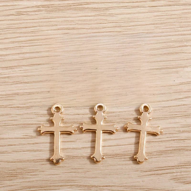 Breloques croix en métal, colliers de la présidence, bracelets de bricolage, document exécutif en or, artisanat fait à la main, recherche de bijoux, 40 pièces, 12*19mm