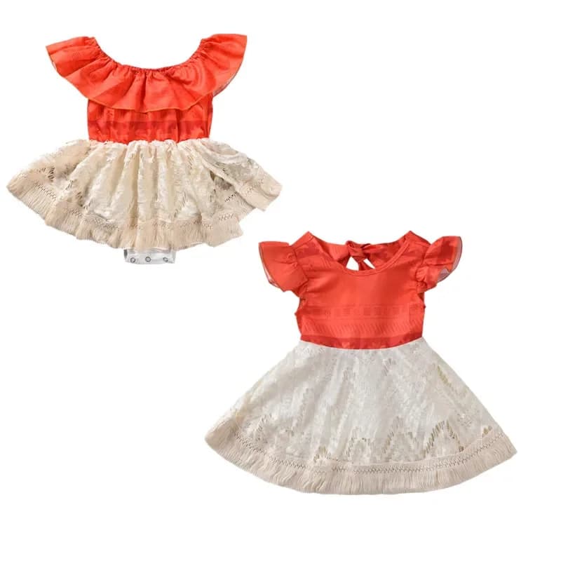 Bébé filles enfants Moana polynésie princesse déguisement soeur correspondant dentelle Patchwork livre semaine Costume robe d'été