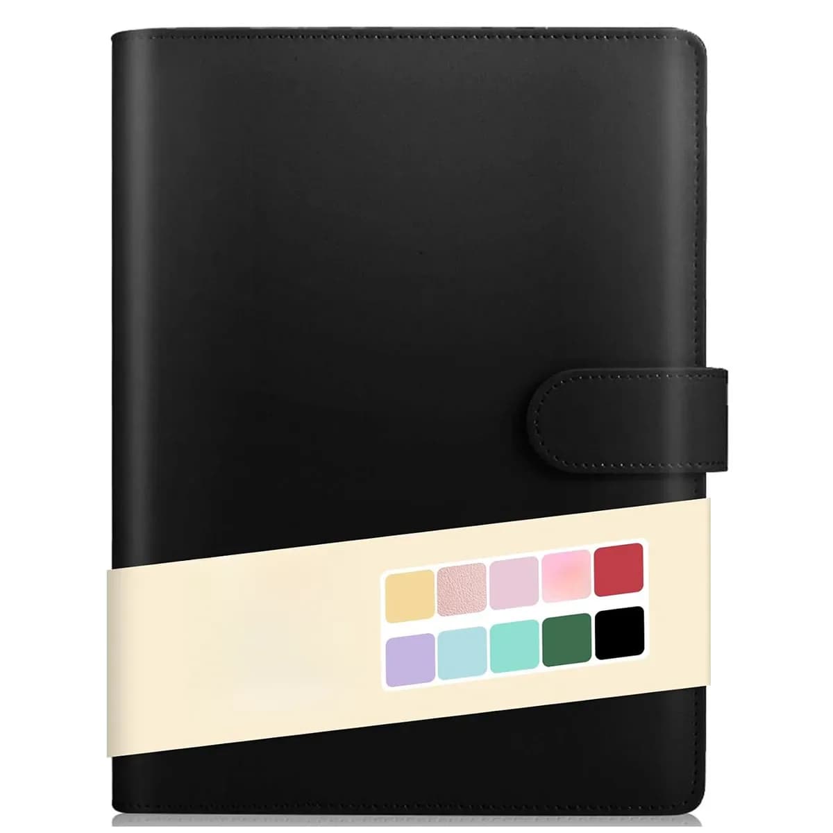Classeur A5 en cuir PU à 6 anneaux, couverture pour papier de remplissage A5, classeur de planificateur personnel A5 rechargeable avec magnétique