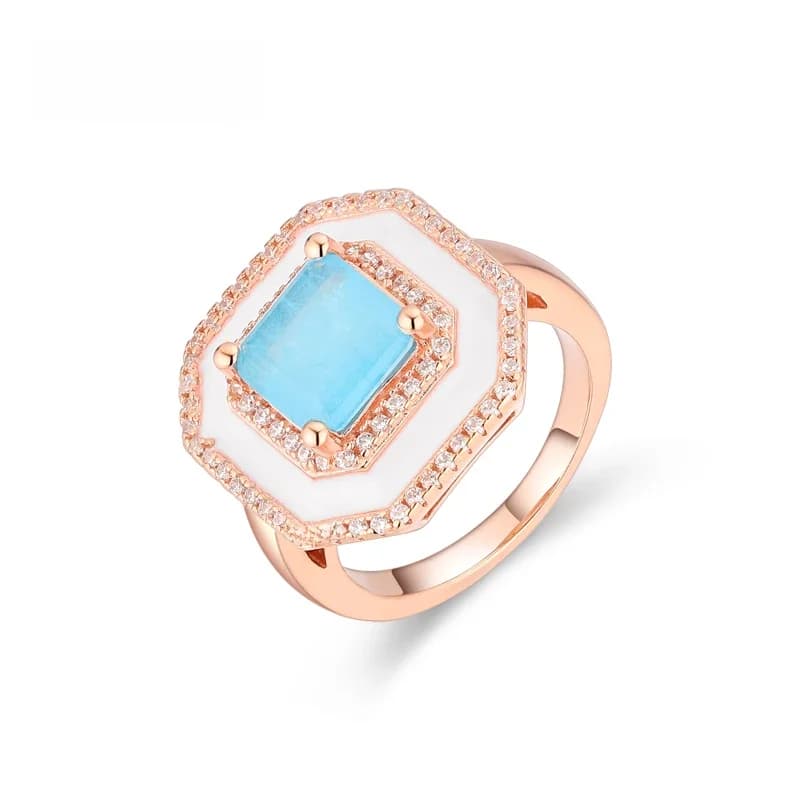 Bague en argent Sterling 925 pour femmes, Zircon de haute qualité, pierre Fushion naturelle bleue et verte, émail coloré, bijoux de fête