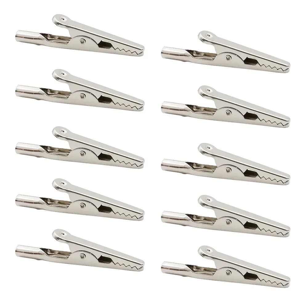 10/20 pièces 51mm pinces Crocodile en métal Crocodile câble de Test électrique plomb sonde pince batterie pinces 10A argent