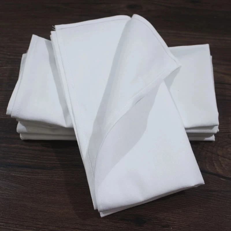 Serviettes de table en coton blanc, serviette de table, mouchoir de gril, décoration d'hôtel, fête de mariage, 48x48cm, 1PC