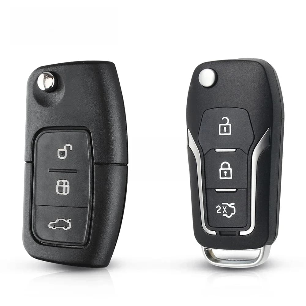 KEYYOU coque de clé de voiture modifiée pour Ford Focus Mondeo Focus Fiesta C Max S Max Galaxy Ranger 3 boutons étui de clé à distance rabattable