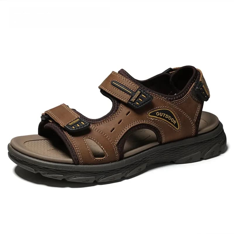 Sandales classiques pour hommes, sandales de plage d'été en cuir véritable, chaussures décontractées pour hommes, sandales de pataugeoire, baskets d'extérieur, grande taille
