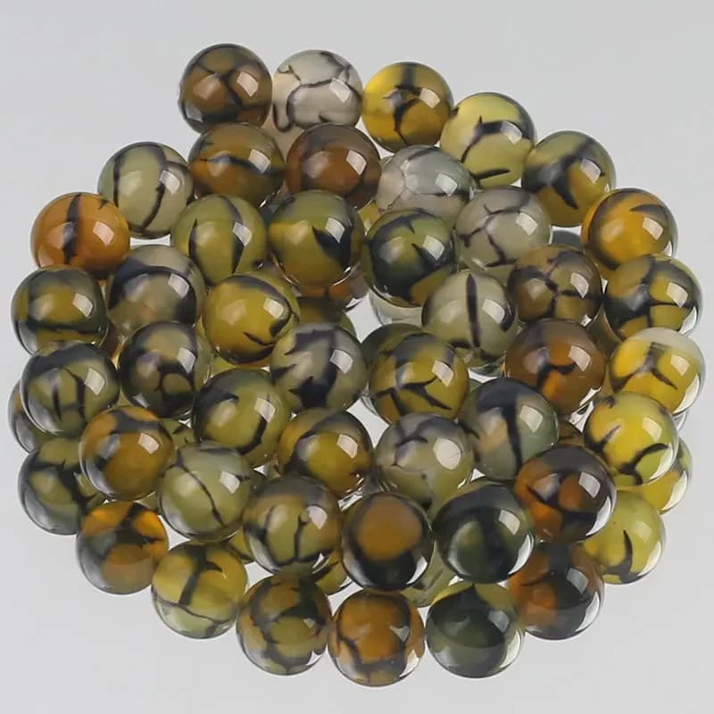 perles fabrication de bijoux femme breloque pour fabricationPierre naturelle en agate de Dragon jaune, perles rondes et lisses de haute qualité pour la fabrication de bijoux, Bracelet et collier,