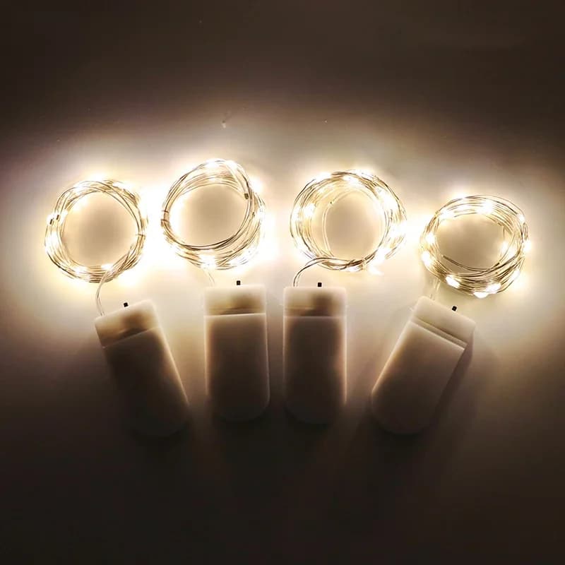 Mini guirxiété lumineuse de Noël en fil de cuivre étanche, lumière dégradée, CR2032, batterie 62 LED, guirxiété lumineuse pour mariage, fête de Noël