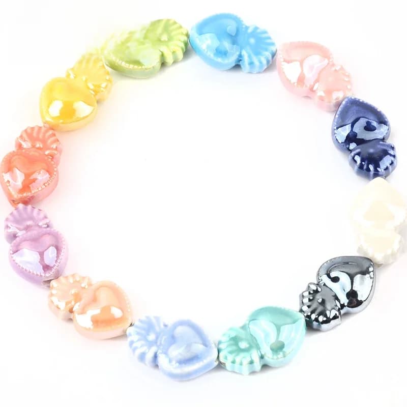 Perles en céramique en forme de cœur, breloques d'espacement amples pour bijoux, Bracelets, pendentifs, fabrication d'accessoires de bricolage