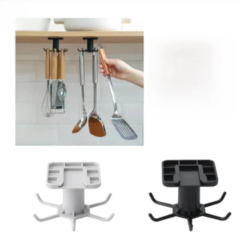 Organisateur de crochets de cuisine ABS, crochets polyvalents sans poinçon, crochet de cuisine rotatif à 360 degrés, support d'armoire de rangement à domicile