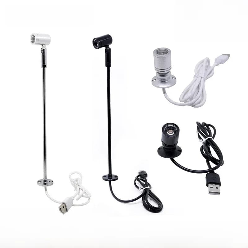 Mini projecteur LED 1W/3W, affichage de bijoux, DC5V, avec interrupteur, interface USB, armoire de magasin, décoration intérieure de jouets, mise au point de bureau