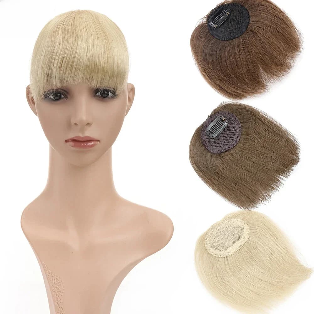 SEGO8G-Mini Frange à Clips Lisses, Extension de Cheveux Humains Remy, Top Pièces, Cheveux Brésiliens Blonds, Franges Avant de Document