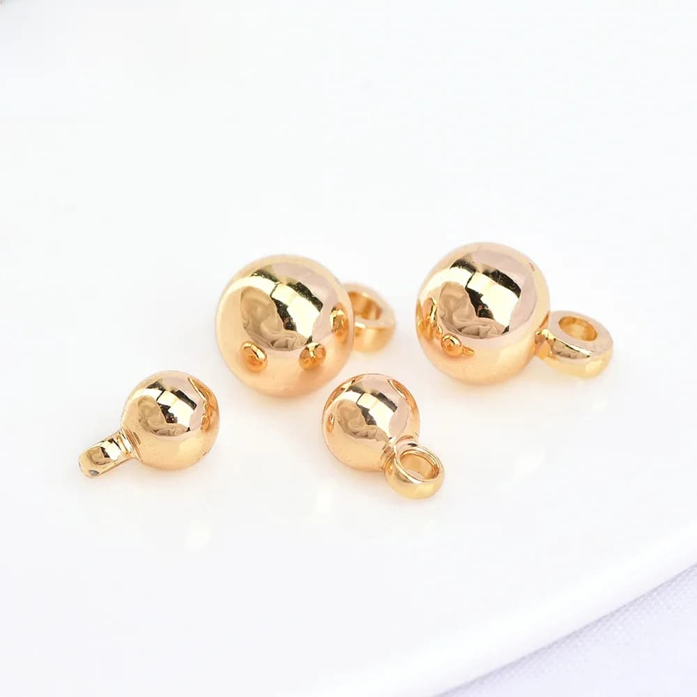 Perles rondes en laiton plaqué or 24K, 20 pièces de 3MM 4MM 5MM 6MM, breloques de haute qualité, accessoires de bijoux à faire soi-même, 3101