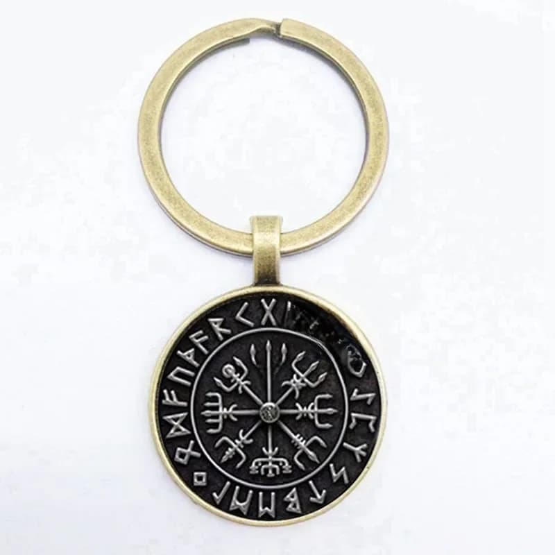 Populaire nouveau Vegvisir Viking Pirate porte-clés Viking boussole motif verre pendentif porte-clés meilleur cadeau