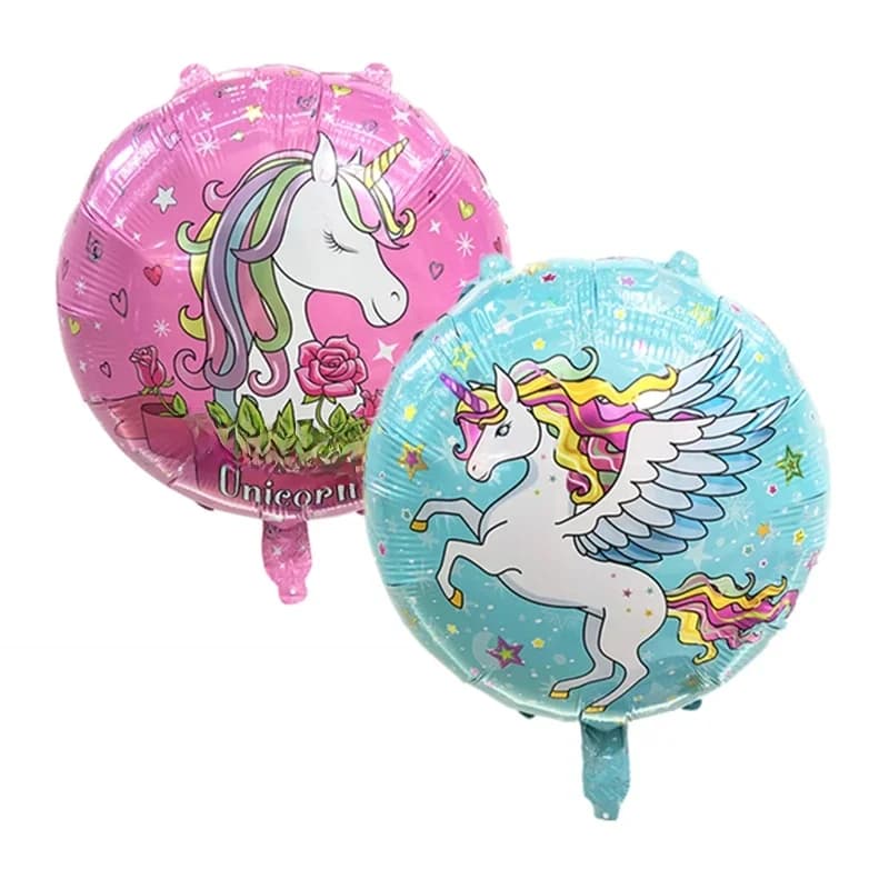 2/5 pièces 18 pouces boule ronde Pegasus flamant licorne ballons en aluminium décoration de fête d'anniversaire pour enfants ballons