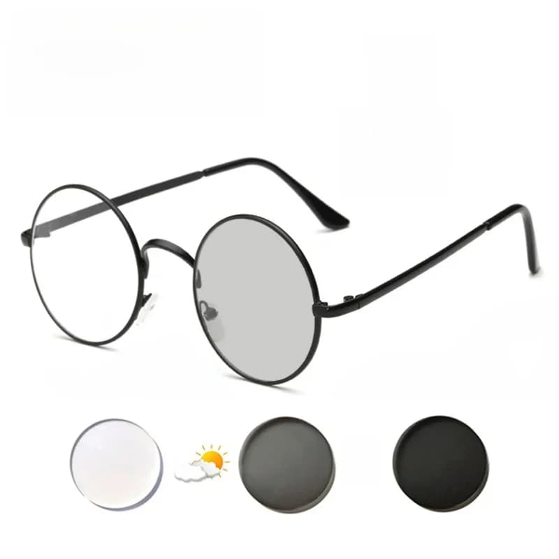 Lunettes pour myopie contre la lumière bleue pour hommes et femmes, cadre rond, intervalles de myopie, photochromique, Fouvriers,-0.5 TO -10