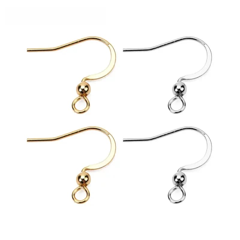 Crochets de Boucles d'Oreilles pour la Fabrication de Bijoux, Accessoire en Acier Inoxydable, Hypoallergénique, Couleur Or, pour Fermoir, 17x20mm pour Tout Travaux Manuels, 50 Pièces