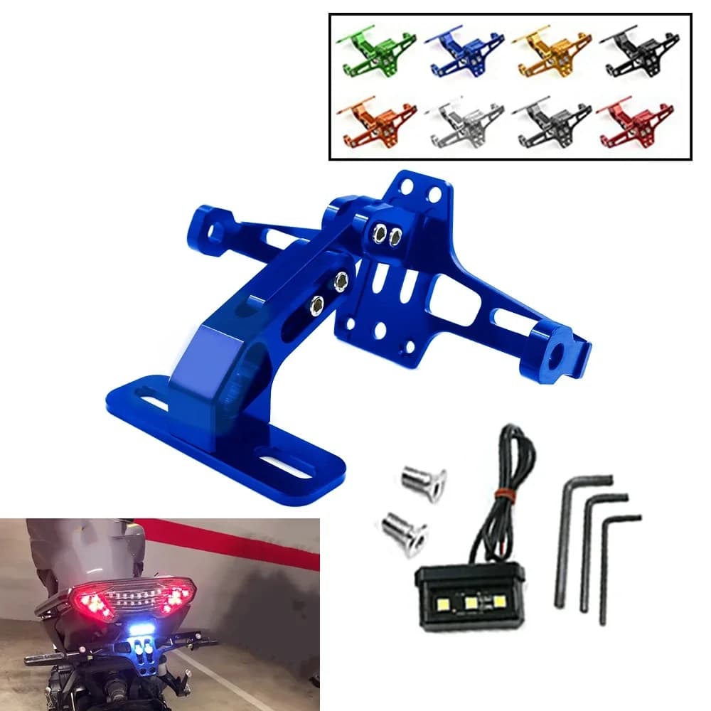 Support de Plaque de Planificateur CNC Universel Réglable, Lumière LED pour Yamaha YZF R1 R6 R3 R125 FZ1 FZ6 FZ8 MT07 MT09 XJ6 TMAX MT10