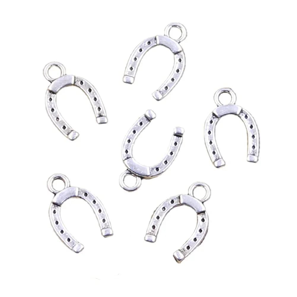 30 pièces breloques chanceux fer à cheval bonne chance Talisman 14x9mm Antique couleur argent pendentifs faisant bricolage à la main tibétain trouver des bijoux