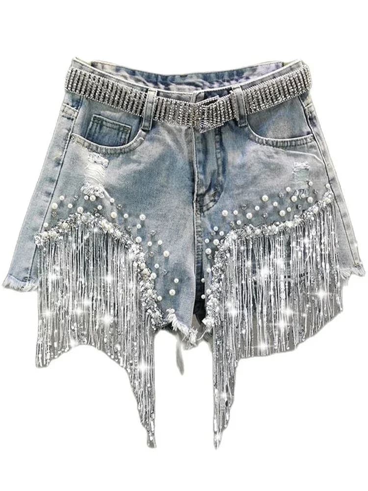 Short en Denim pour femme, élégant, taille haute, jambes larges, décontracté, couleur unie, vêtements d'été