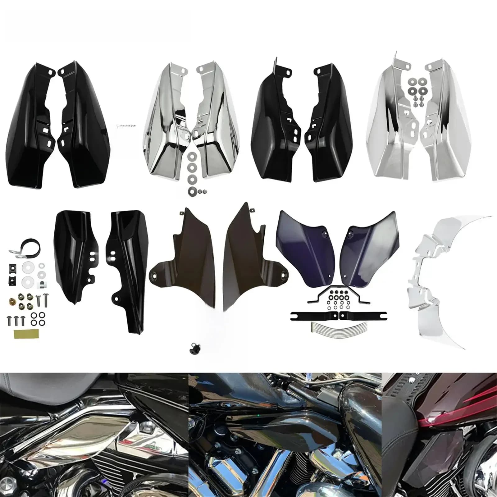 Déflecteur d'air à mi-cadre de moto, bouclier thermique pour Harley Touring 1997-2023 Street Electra Road foetal de FLHR ocia Softail Fatboy