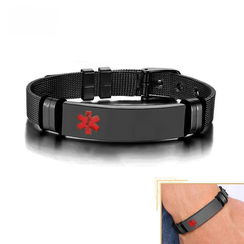 Vnox – Bracelets avec gravure personnalisée pour hommes, bijoux en acier inoxydable noir, longueur réglable
