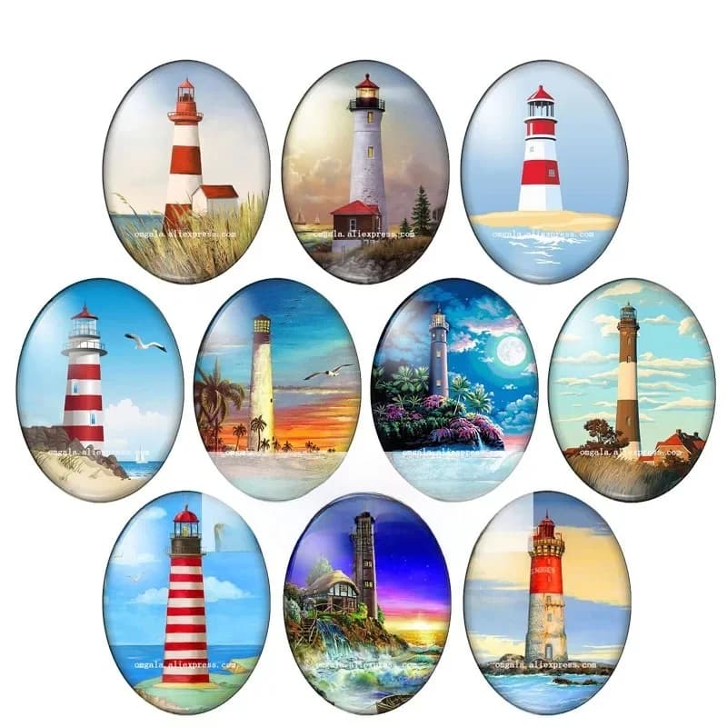 Cabochon Ovale en Verre à Dos pio, Motif Dessin Animé, Hippol'enveloppe et Art de la Mer, Customisation Mixte, 13x18mm/18x25mm/30x40mm