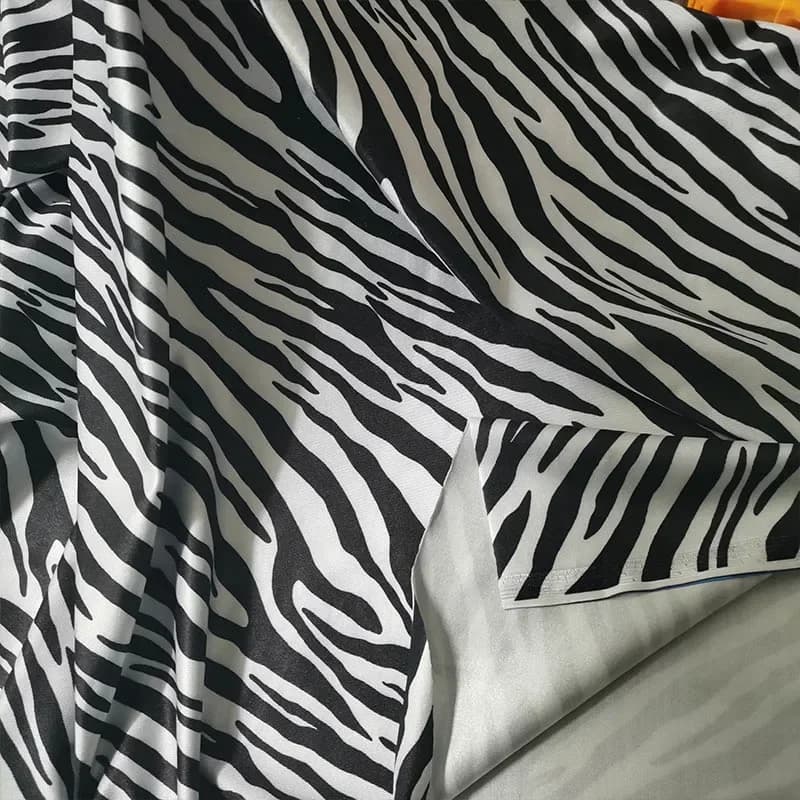 Bon, blanc, 4 voies extensibles, tissu tricoté en coton/Spandex, impression de motifs zèbre, tissu pour maillots de bain, couture de bricolage, maillot de bain, robe