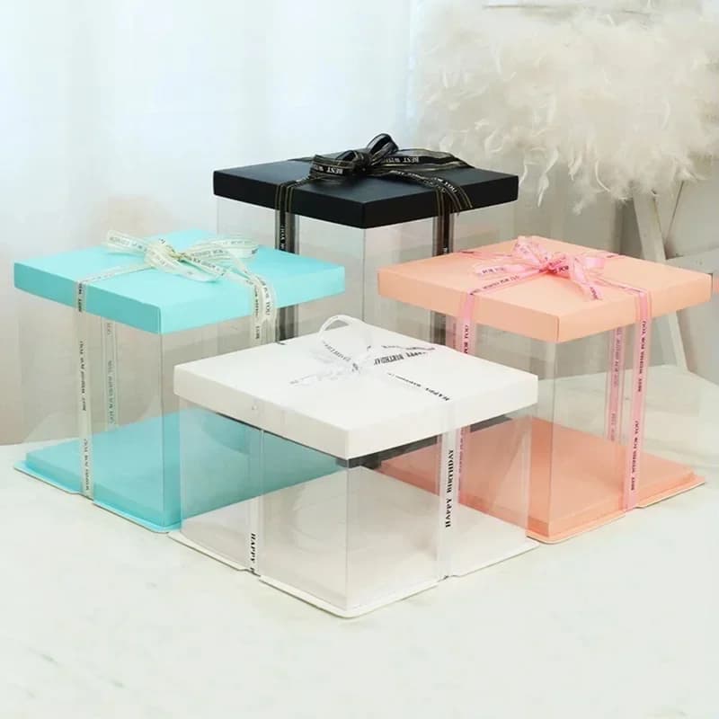 Boîtes à Gâteaux Transparentes en PVC, pour Emballage de Dessert, Décoration de ix, Cadeau de Mariage, Motif Leon, Ours en Peluche, Lapin, 4/6/8/10 Pouces