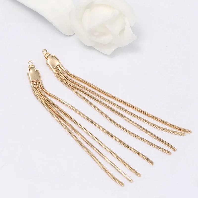 Pendentif Long pompon en or véritable 14K, pour la fabrication de boucles d'oreilles, plaqué or, accessoires DIY, nouvelle mode coréenne 2021