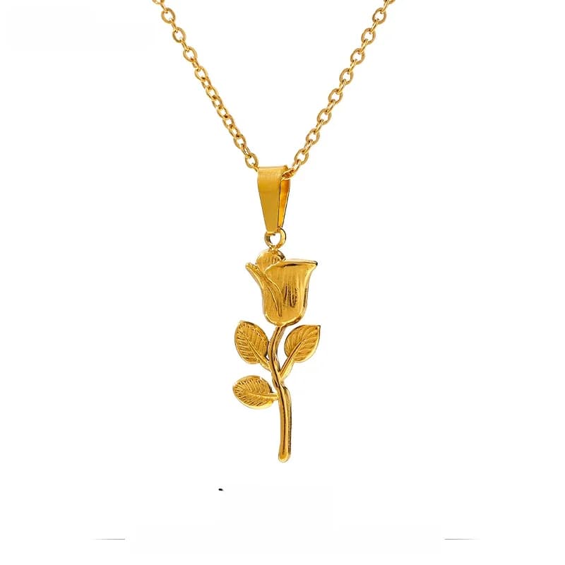 Yhpup – collier avec pendentif en forme de fleur de Rose en métal, en acier inoxydable 316, bijoux étanches, dernaчка на sojaю ж misce